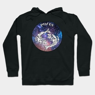 Pisces Astrology Zodiac Sign - Fish - Pisces Astrology Birthday Gifts - Space or Stars and White Marble Hoodie